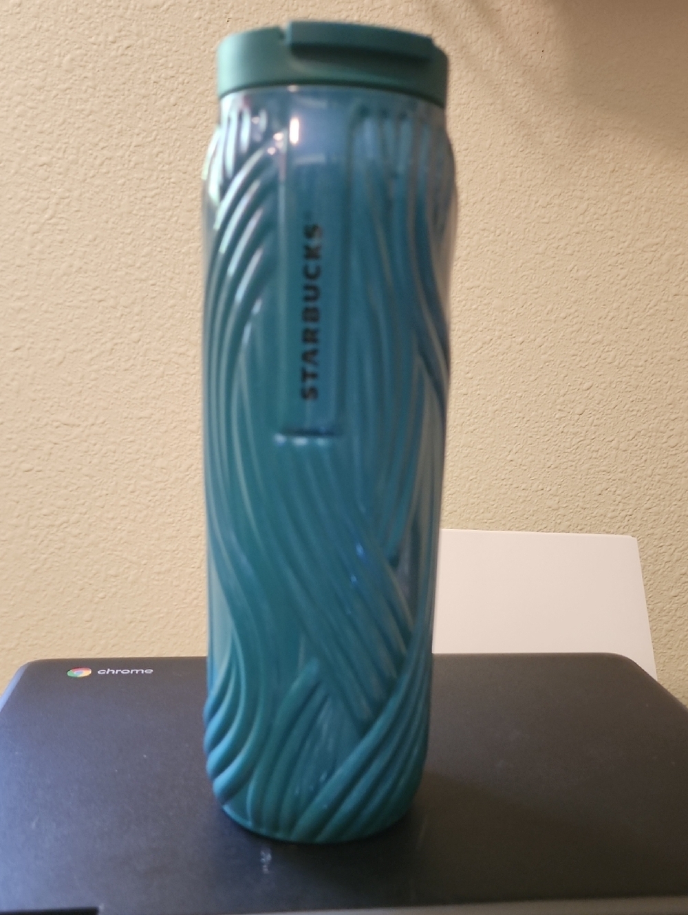 Starbucks 2025 Aqua Blue Green Wavy Stainless Steel 16oz Insulated Tumbler, New